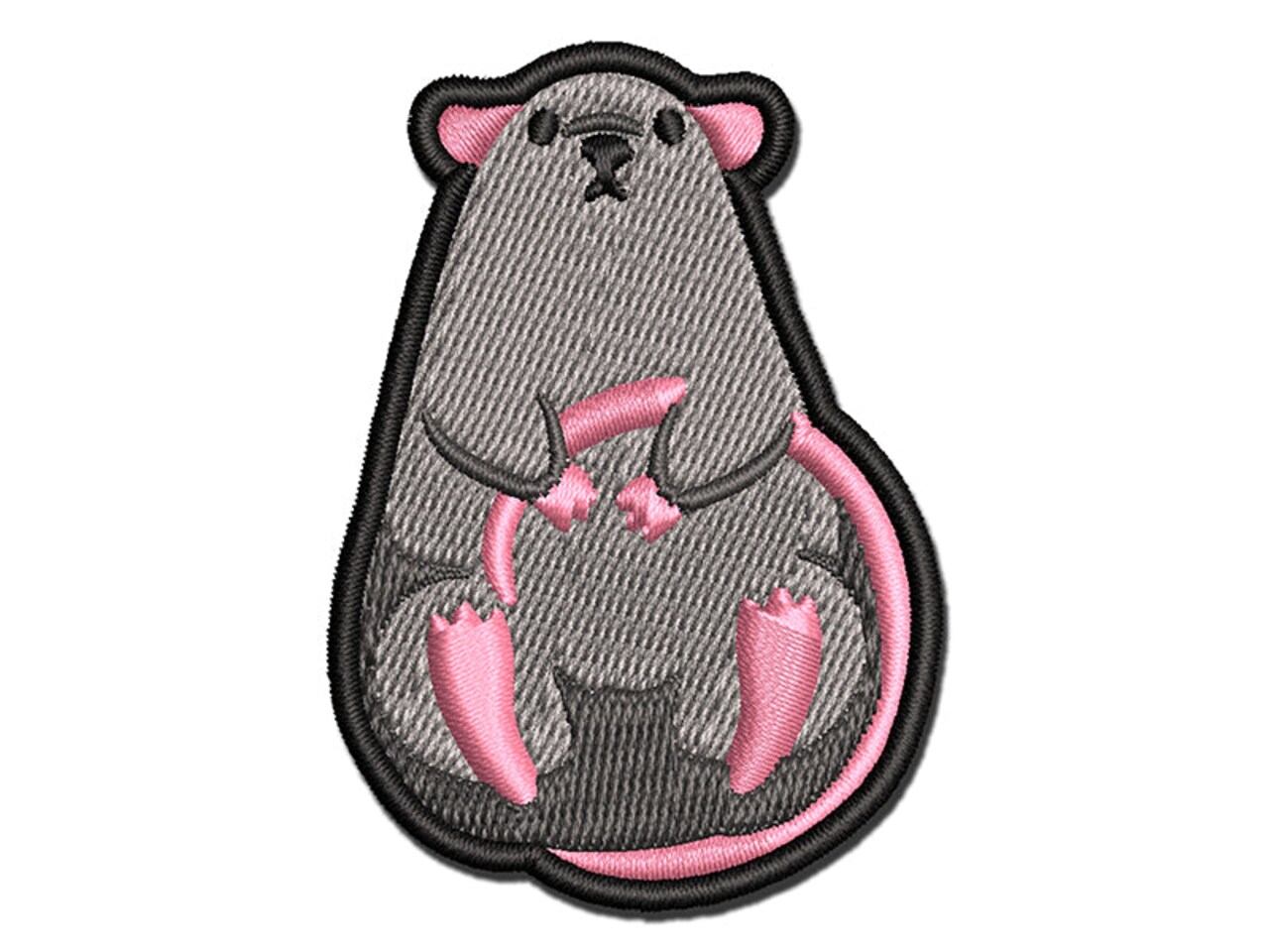 Pocket Rat Sitting Rodent Multi-Color Embroidered Iron-On or Hook & Loop Patch Applique